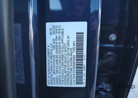 2025 Honda Pilot Exl из США, поврежденный, VIN 5FNYG1H48SB056865